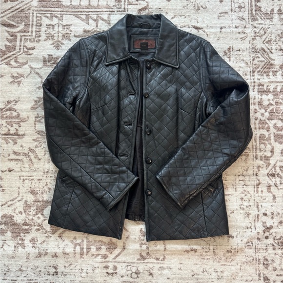 Quilted Black Leather Jacket - Picture 1 of 7